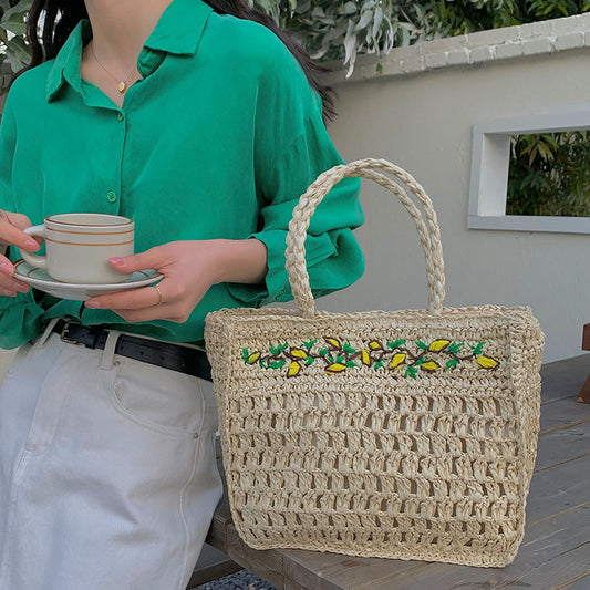 Women's Fashion Embroidered Hollow Woven Bag