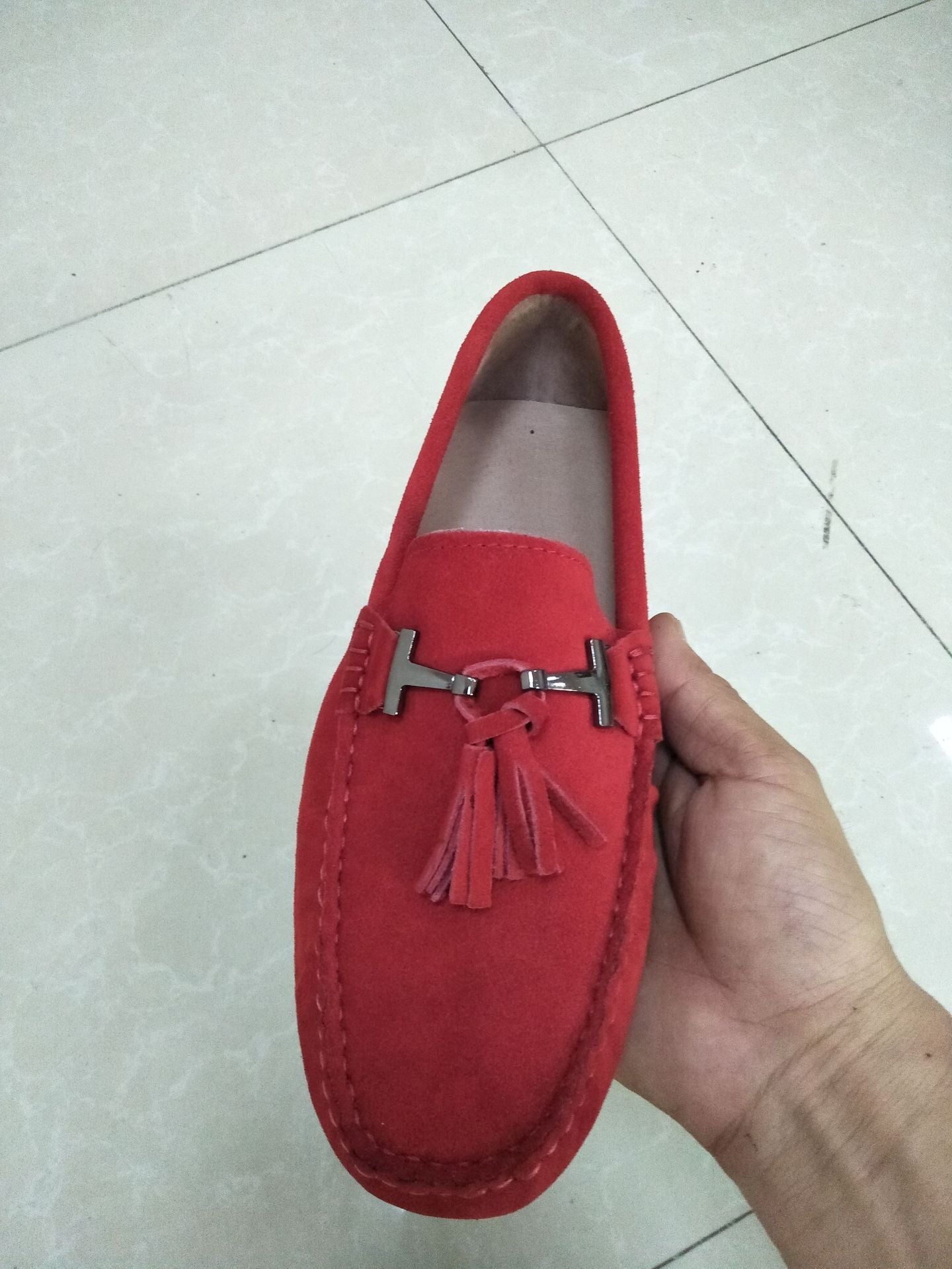 Zapatos planos con borlas de piel de vaca auténtica para mujer