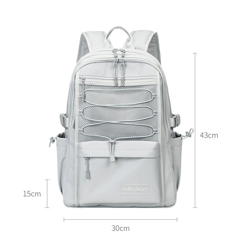 Korean Style Solid Color Simple Large Capacity Backpack