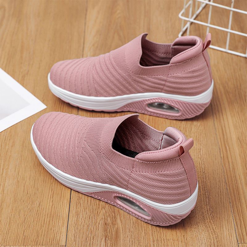 Slip-on Shoes Breathable Platform Mesh Surface Flying Woven Casual