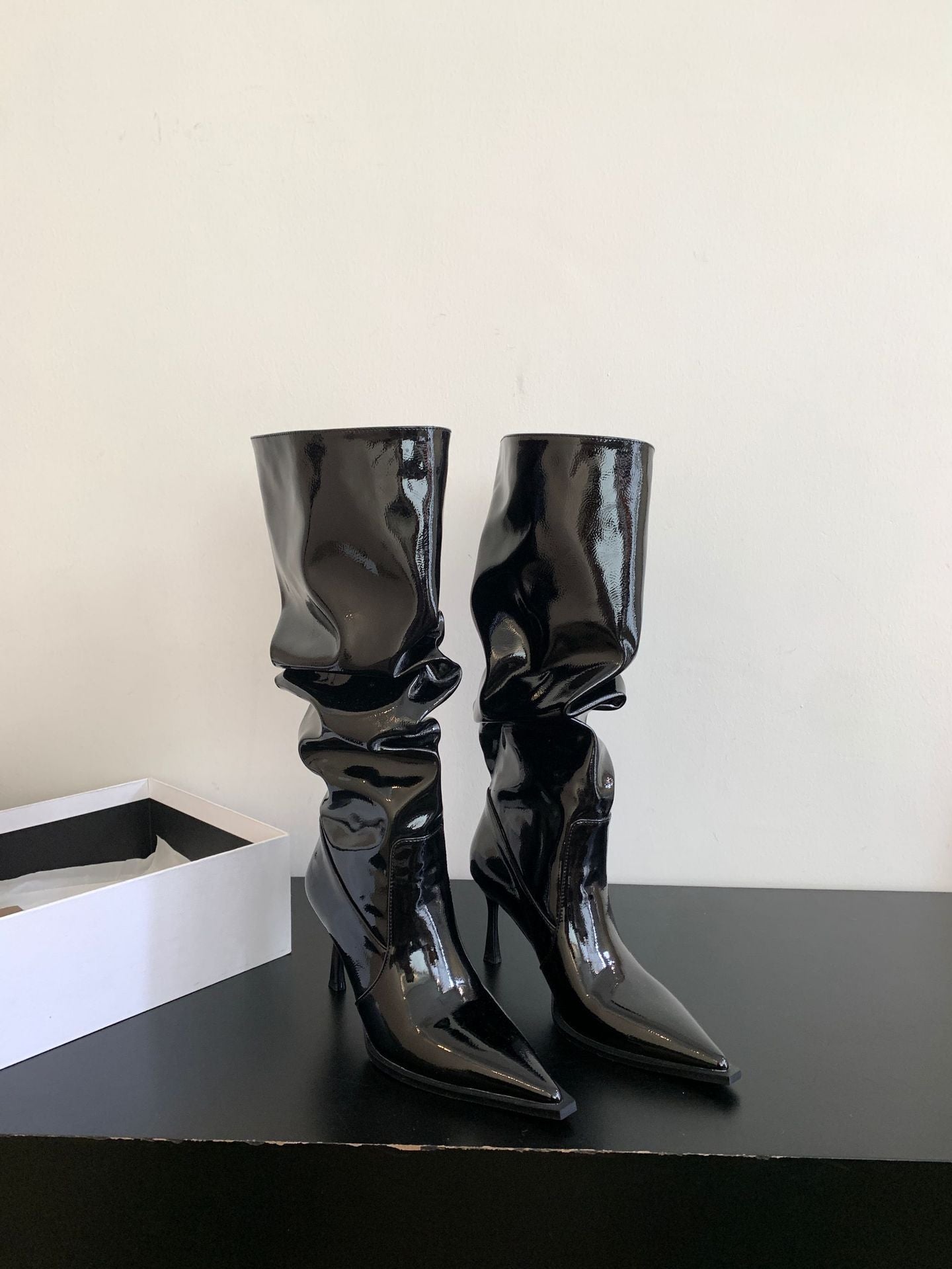 High Heel Pointed Toe Long Boots Female Black