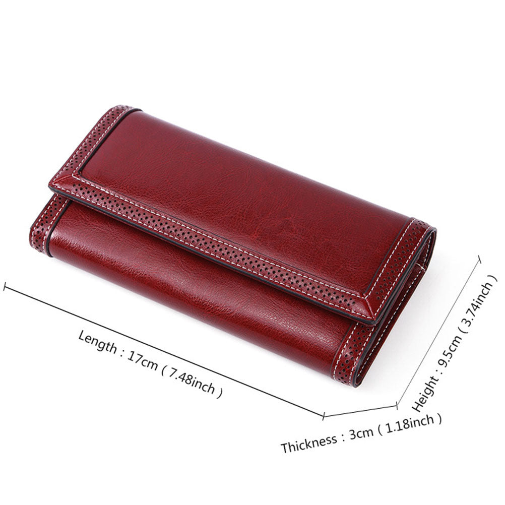 Women's Long Leather Wallet With Multiple Card Slots