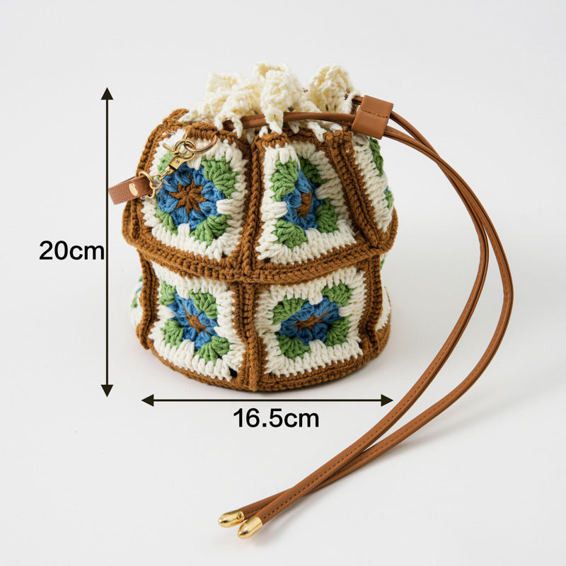 Drawstring Woven Xuefei Thread Crocheted Kaleidoscope Handbag