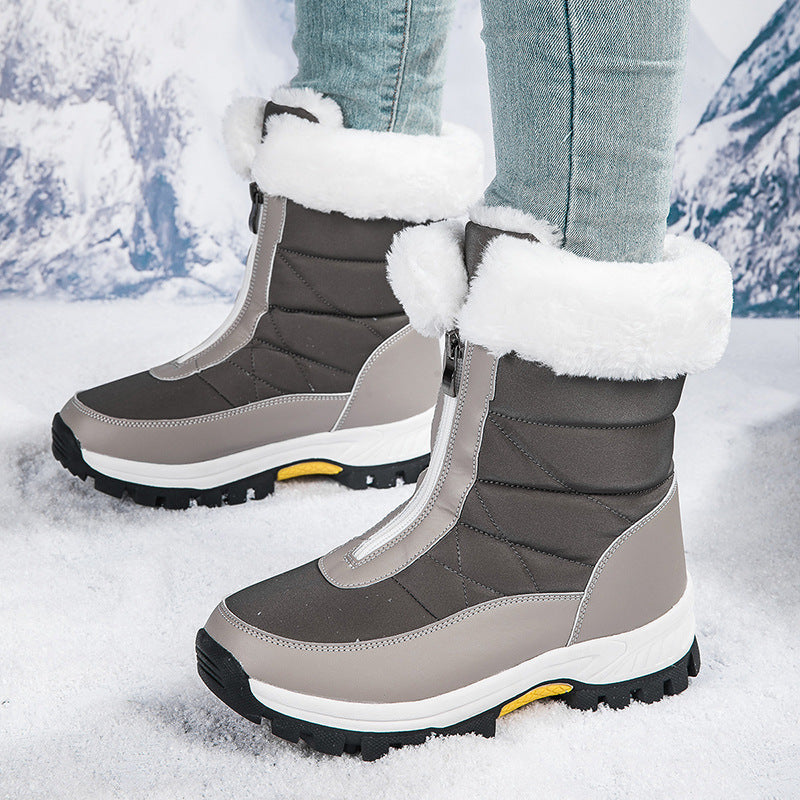 Botas de nieve para mujer, ligeras, con plataforma y cremallera, para el invierno, para mantener el calor, de felpa, para exteriores, de caña alta y gruesa, además de terciopelo