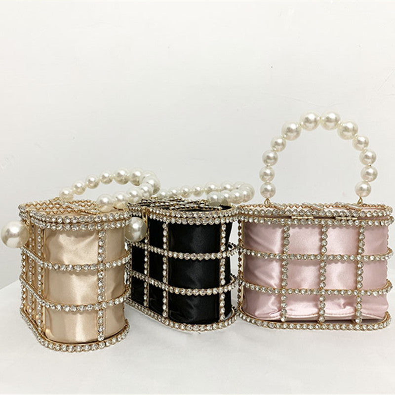 Women's Fashion Casual Pearl Bucket Dinner Bag