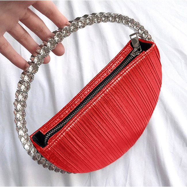 Diamond-encrusted Round Handbag Temperament And Fashion