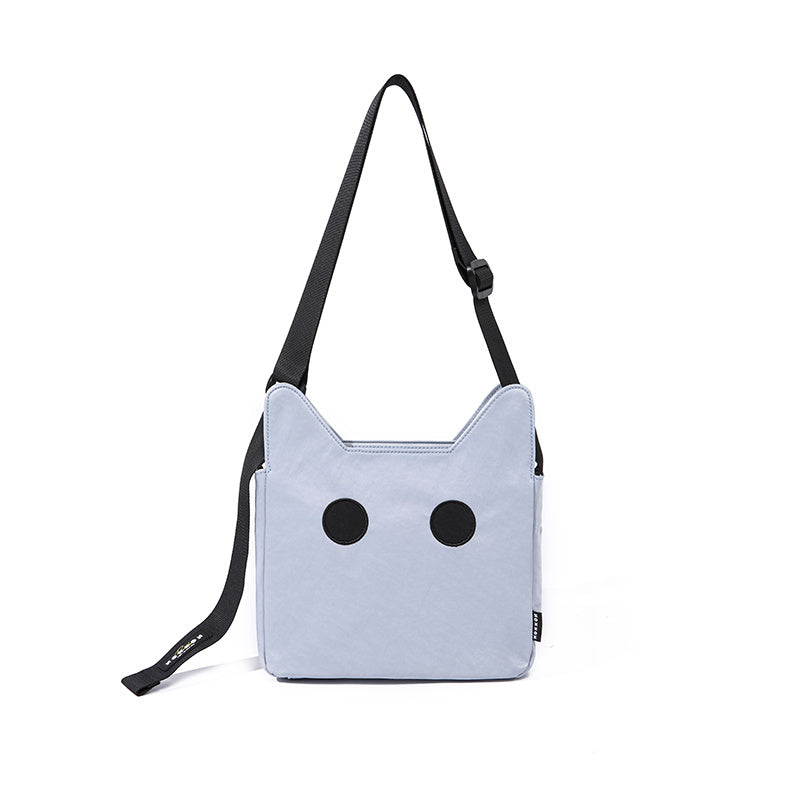 Bolso bandolera de lona de nailon de gran capacidad con forma de gato