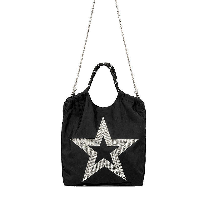 Five-pointed Star Oxford Cloth Pull-belt Handbag Women's Simple