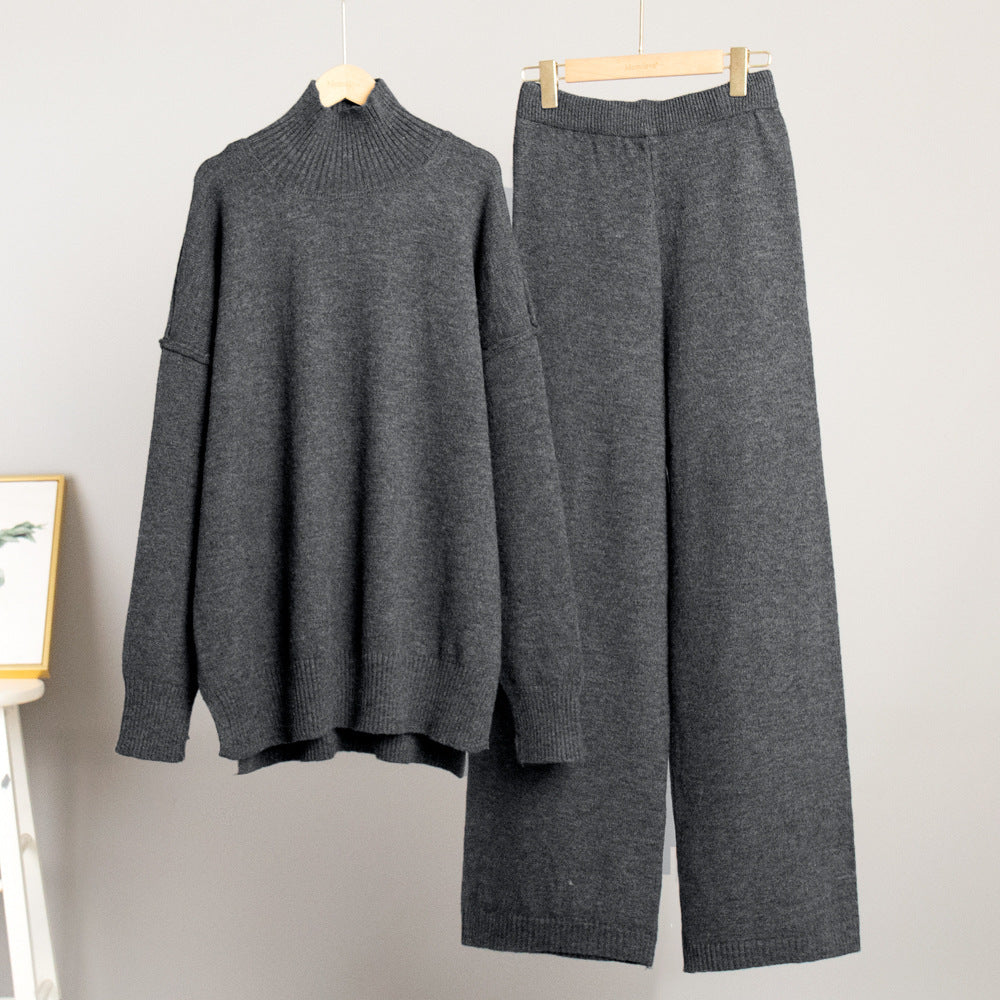 Loose Casual Lazy Thickened Knitting Trousers Suit