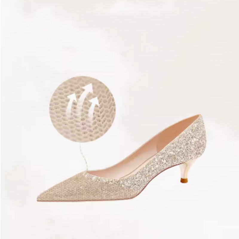 French Champagne Golden Wedding Shoes Women's New Autumn And Winter Not Tired Feet