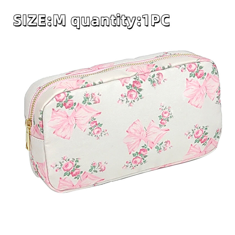 Makeup Bag  Printed Bow Toiletry Pouch Waterpro