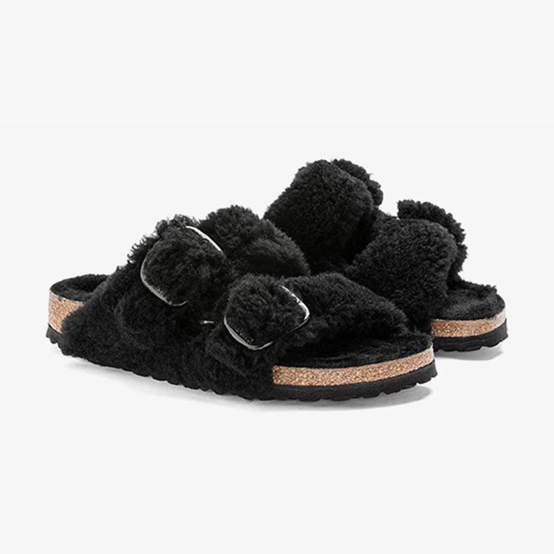 Lazybones' Outdoor Fur Slipper Cotton Cork