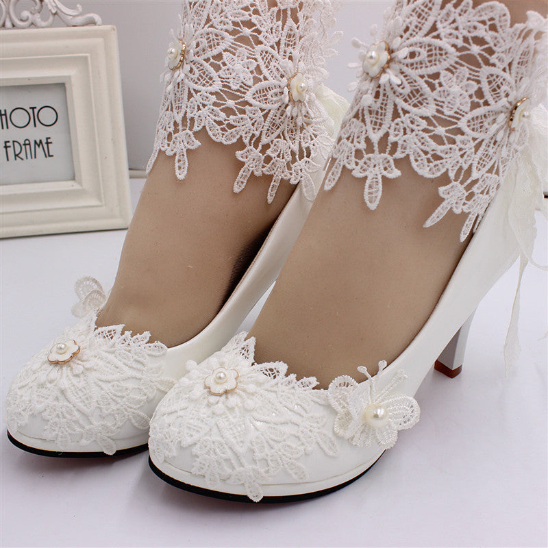 Tacones altos de novia blancos de talla grande