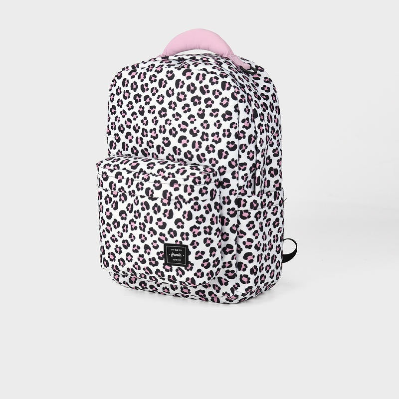 Mochila informal de viaje con estampado de leopardo y gran capacidad