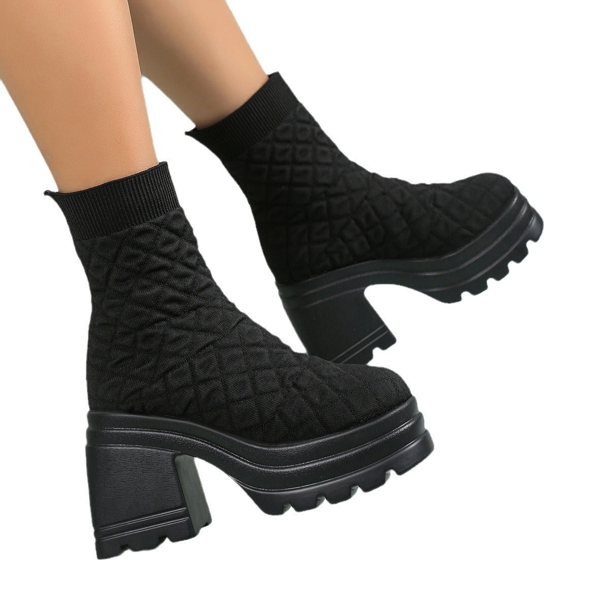 Flying Woven Ankle High-top Stretch Socks Boots