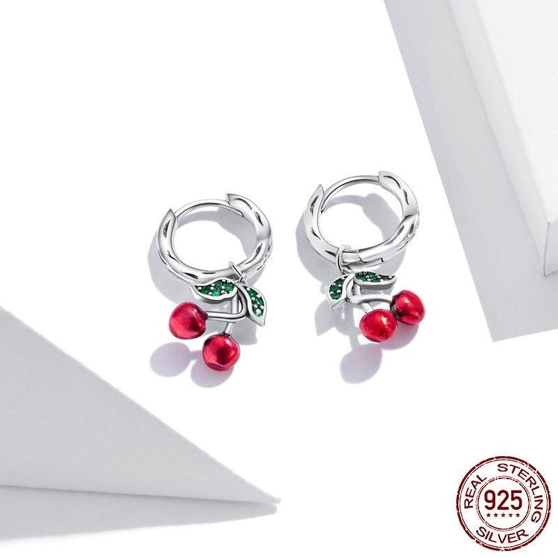 Boucles d'oreilles originales en argent S925 Sweet Cherry