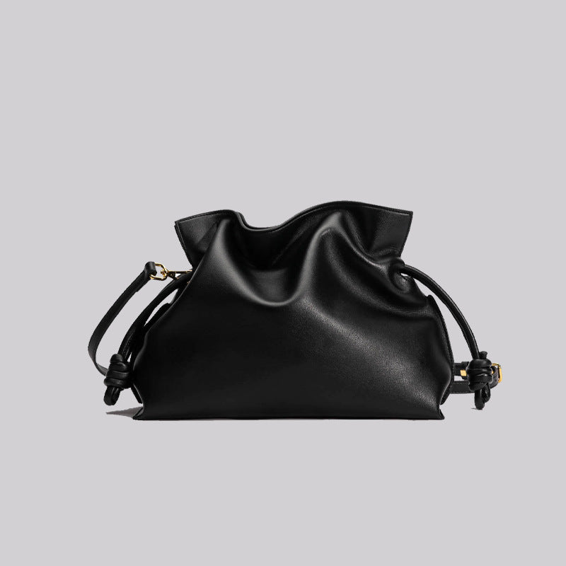 Bolso de mano de piel de vaca plisado de moda para mujer