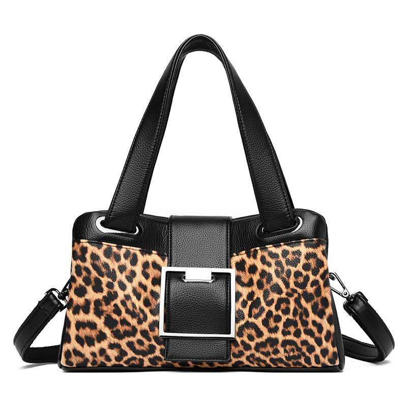 Leopard Print Soft Leather Fashion Shoulder Messenger Bag