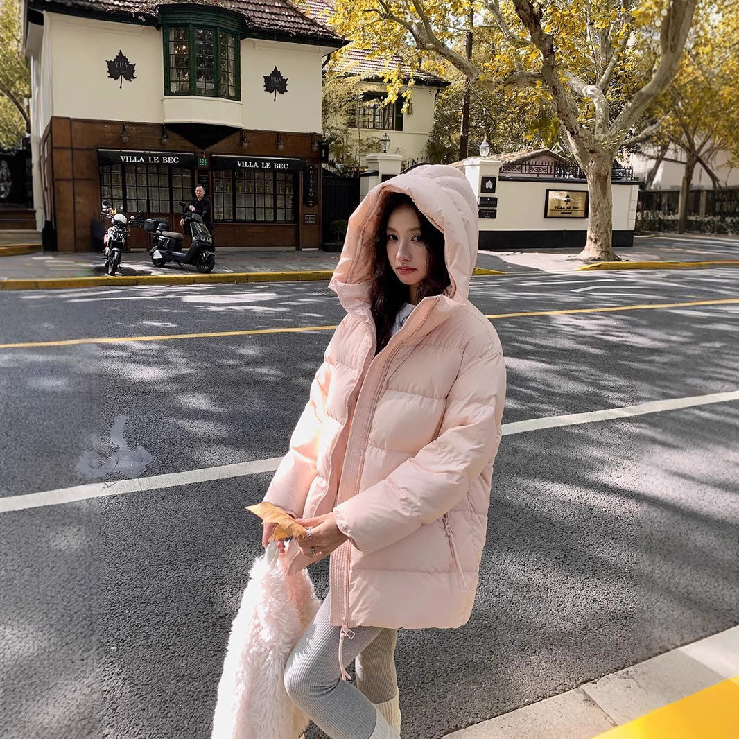 Women's Cotton-padded Clothes Winter Mid-length 90 White Duck Down Korean Style Sense Of Design Small Thick Warm Jacket