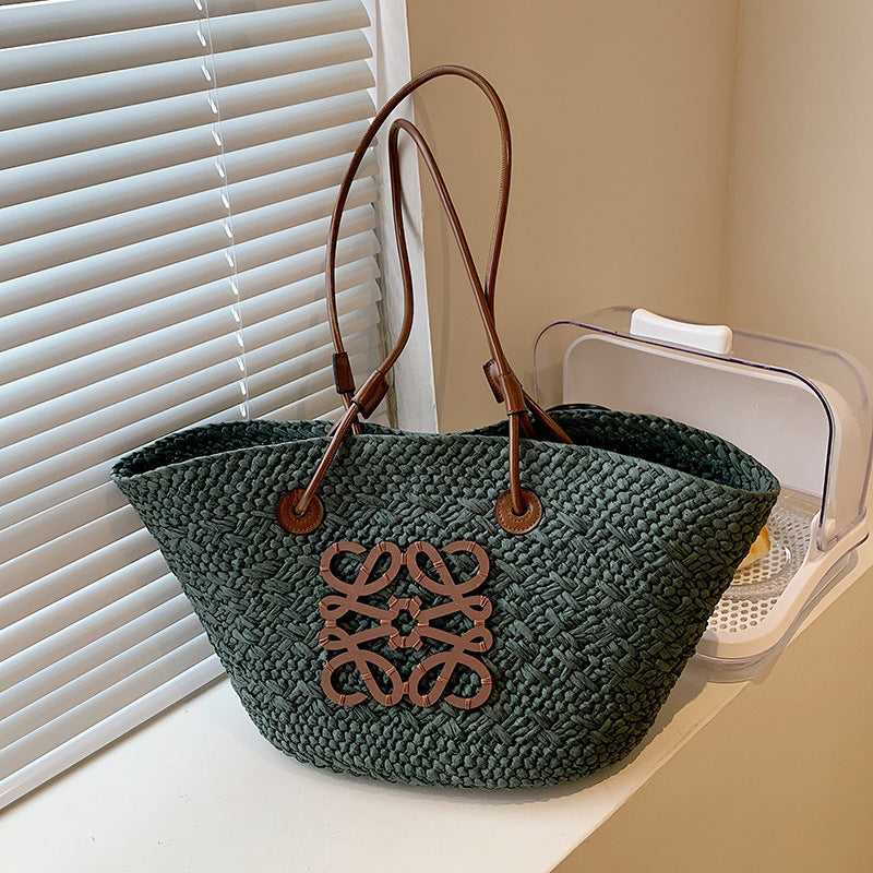 Straw Casual Woven Holiday Tote Bag Ladies Niche