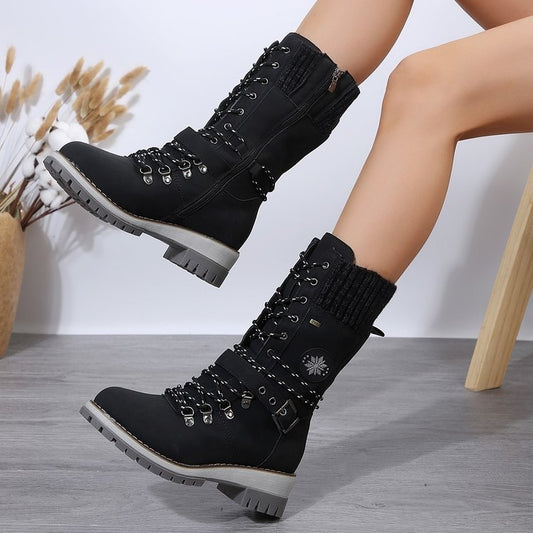 Plus Size Boots Women's Outer Wear Cloth Square Heel Side Zipper