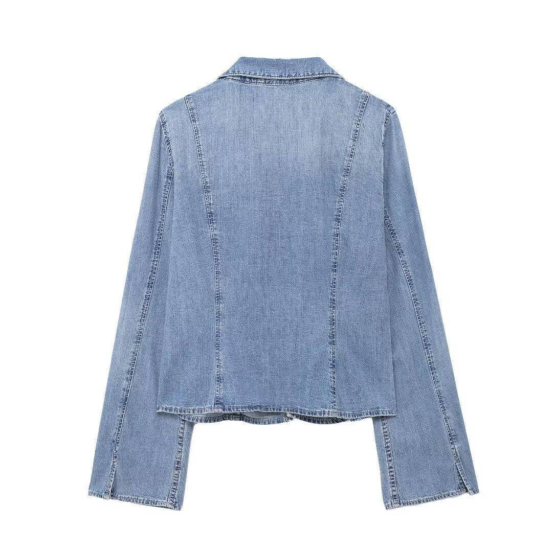 European And American Style Hot Girl Tied Denim Shirt