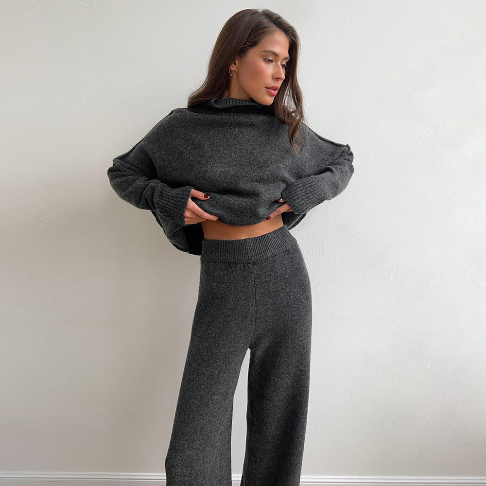 Loose Casual Lazy Thickened Knitting Trousers Suit