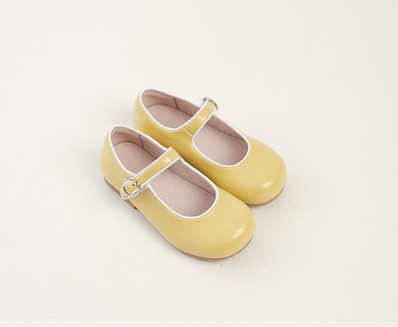 Leather Shoes Patent Lining Children's Low-cut Soft Bottom Contrast Color Strip