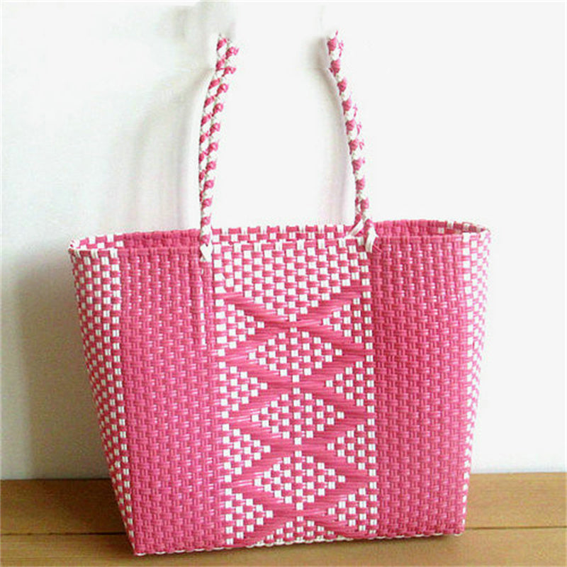 Women's Woven Wavy Tote Shopping Basket