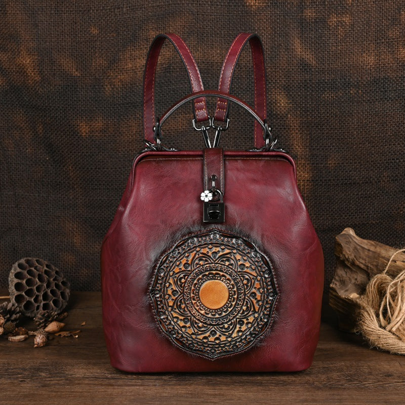 Leisure Travel Retro Embossing Women's Backpack