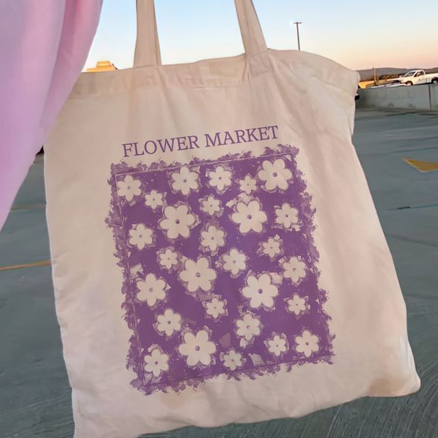 Women Shopper Y2K Floral Flower Shopping Canvas Shopper Bag