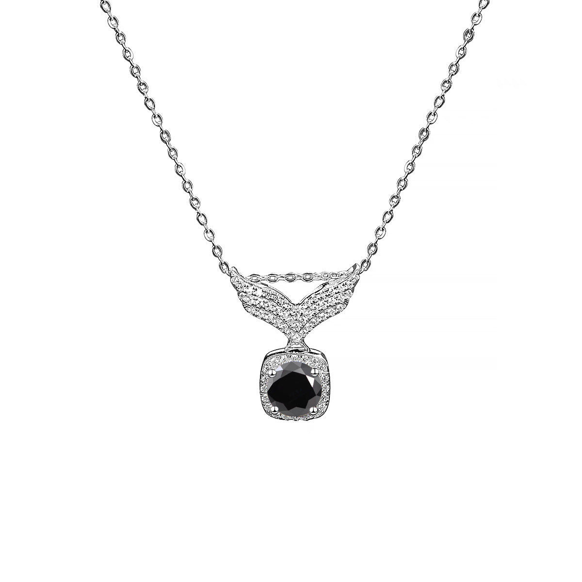 Collier en argent S925 avec ailes d'ange et moissanite