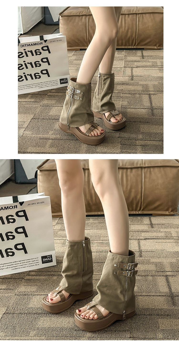 New Platform Motorcycle Fashion Tribal Pants Boots