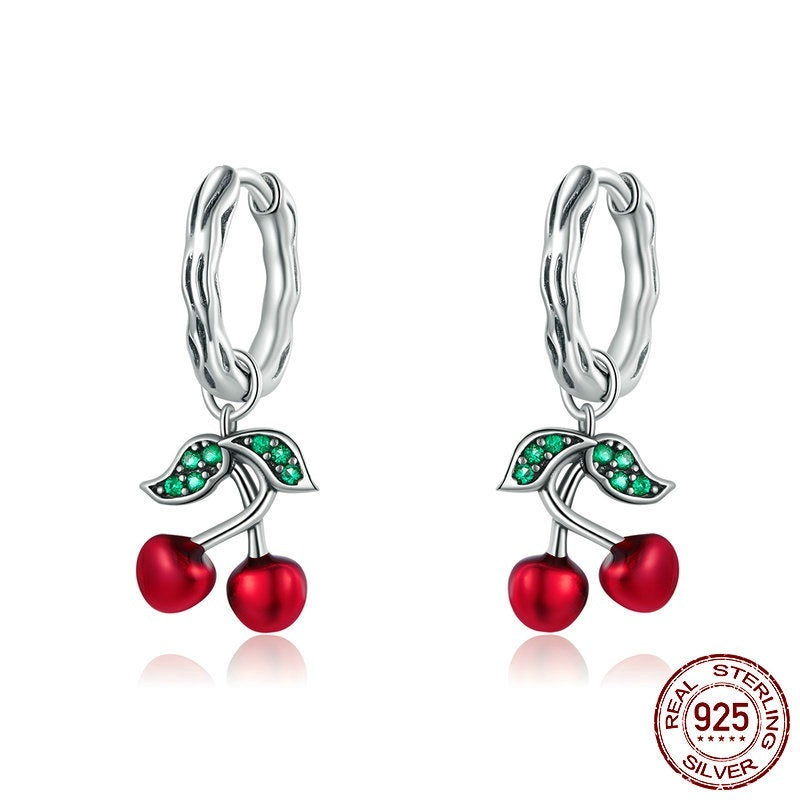 Boucles d'oreilles originales en argent S925 Sweet Cherry