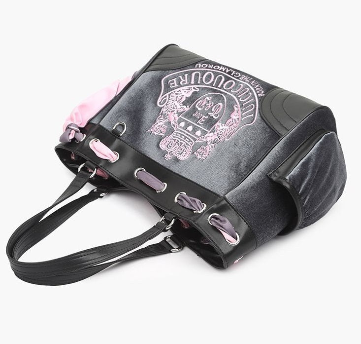 Velvet Embroidered Large Capacity Portable Shoulder Bag