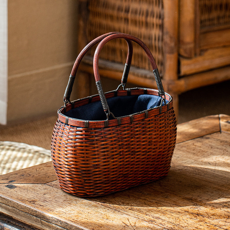 Bolso de mano para mujer hecho a mano con tejido de bambú