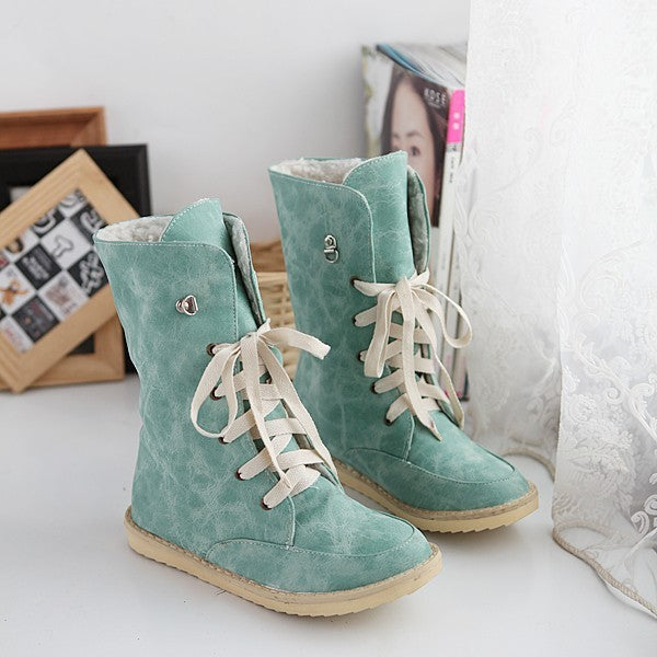 Women's Flat Casual Lace Up Boots