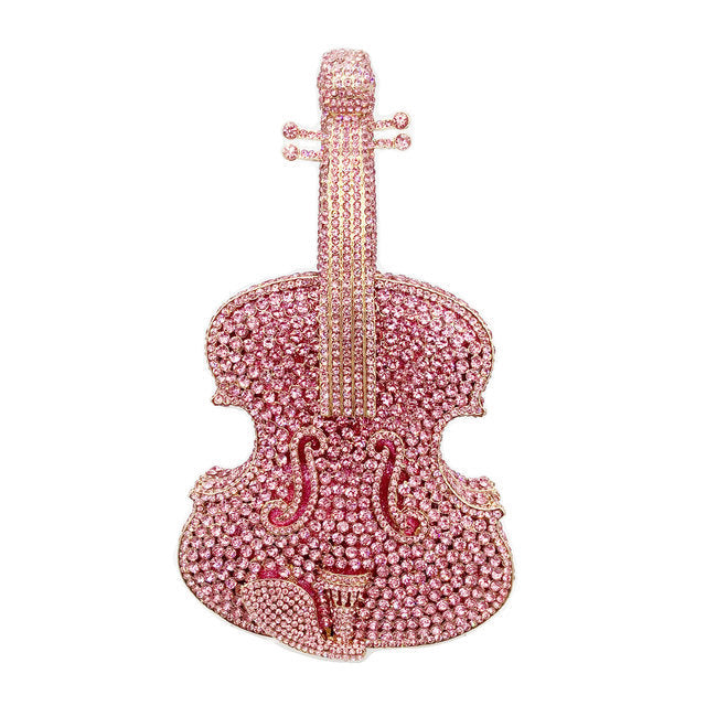 Amazing Luxury Violin Crystal Evening Bags Party Handbag