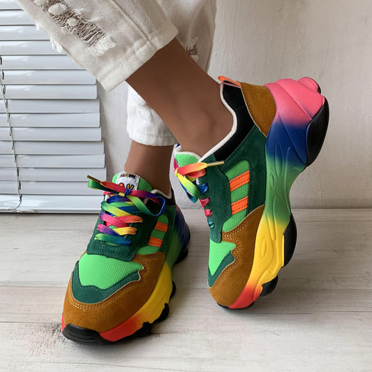 Zapatillas deportivas de suela gruesa de colores para mujer