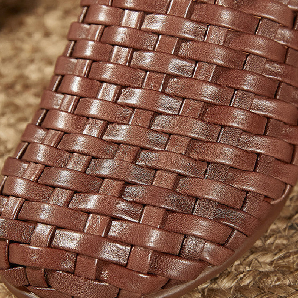 Leather Vintage Hand-woven Slippers