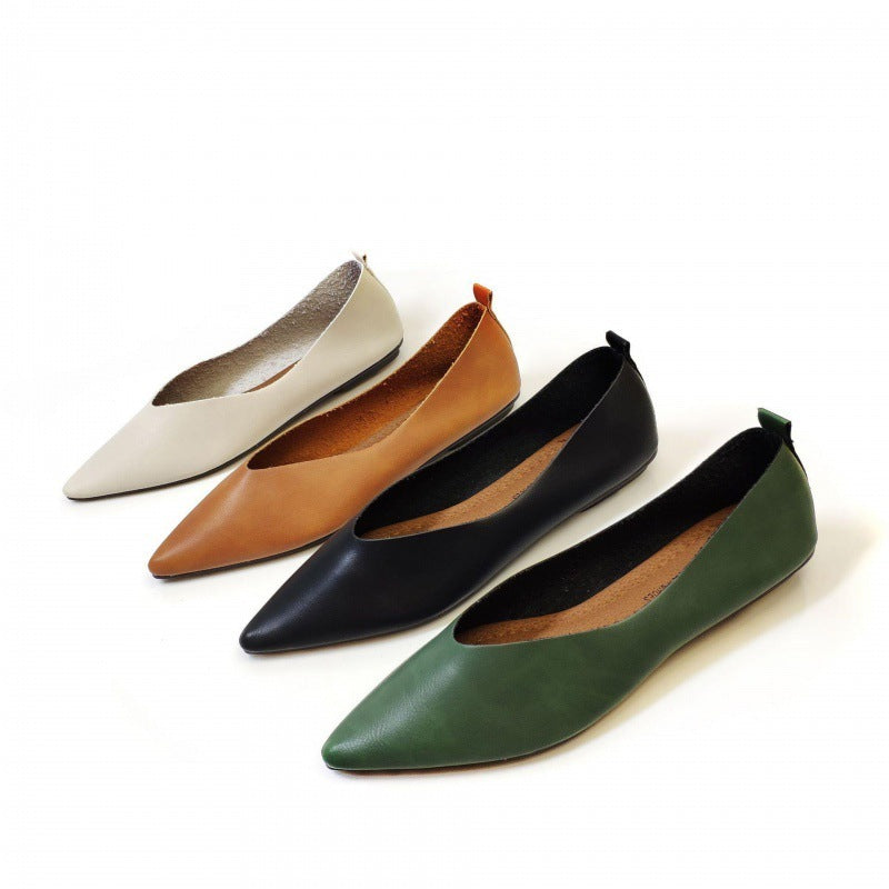 Women's Retro Pointed Shallow Mouth Flat Shoes