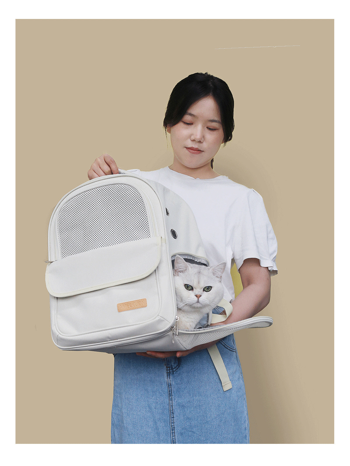 Summer Breathable Outdoor Portable Canvas Portable Pet Backpack