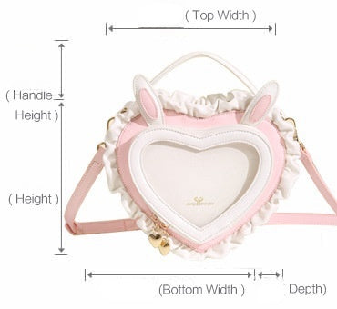 Rabbit Ear Peach Heart Transparent Handbag Sweet Cute Lace