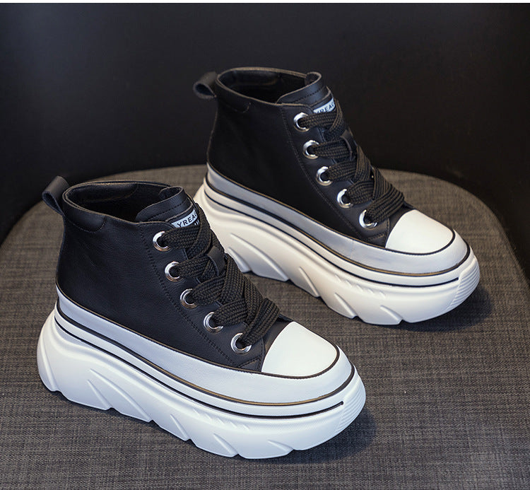 Platform High-top Shoes Casual Sports Skate Shoes All-match Height Increasing Insole Women's Shoes White Shoes