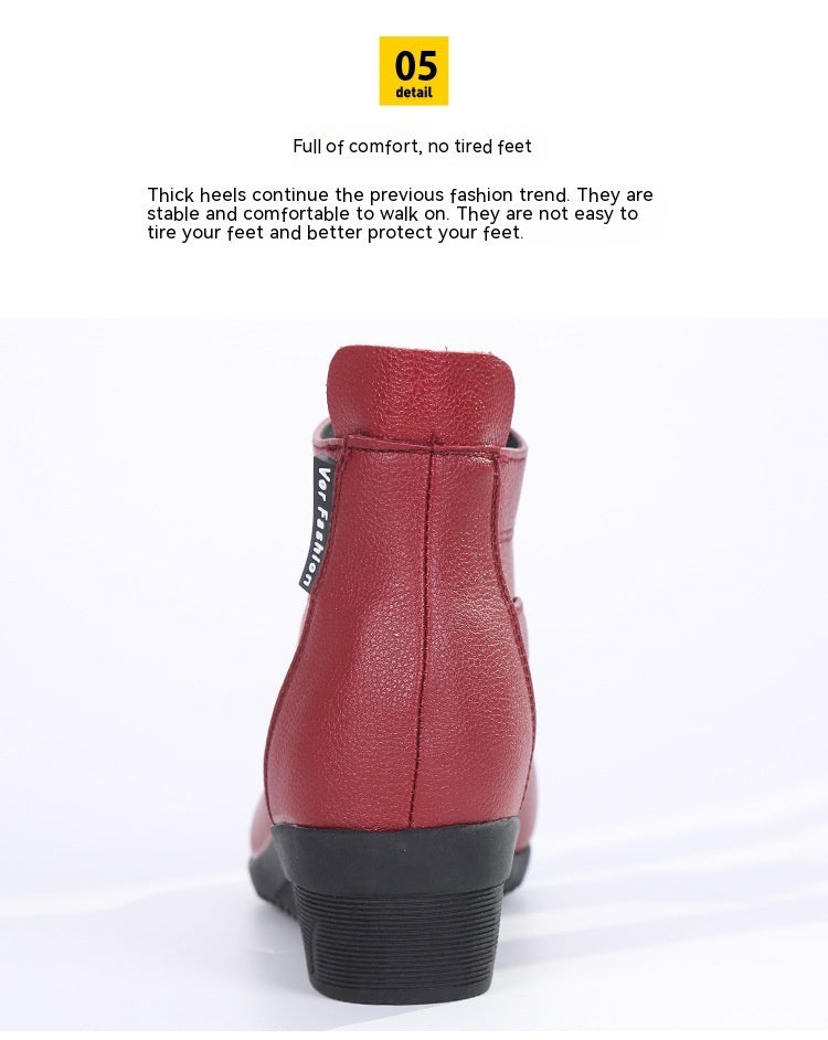 Soft Bottom Mid Heel Sports Middle-aged And Elderly Dancing Shoes Zipper Ankle Boots