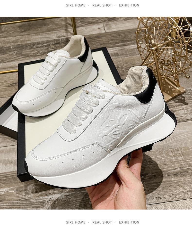 Leather Sports Casual Shoes White Shoes Four Seasons Raise The Bottom Dad Shoes