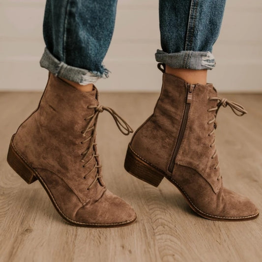 Botas de mujer de tacón cuadrado bajo y estilo informal para otoño e invierno