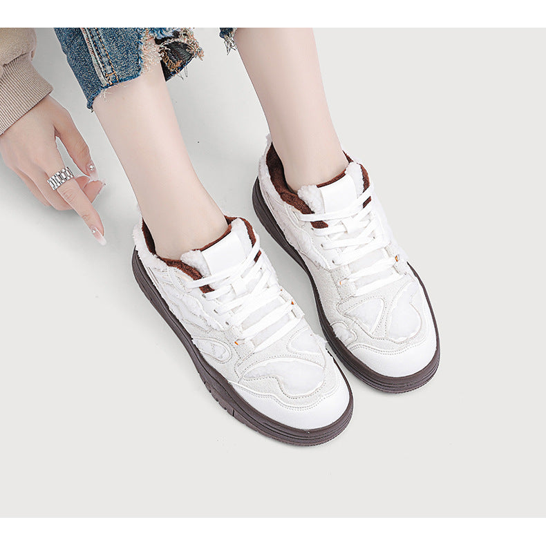 Shock-absorbing Wear-resistant Low-top Winter All-matching Casual Trendy Fleece-lined Women's Shoes