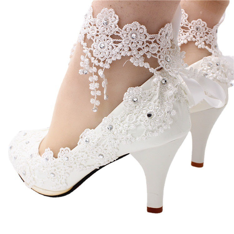 White Oversized High Heeled Women's Shoes