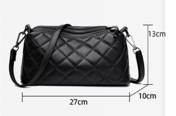 Bolso de hombro para mujer, de piel suave, multicapa, de gran capacidad, con cremallera, de piel auténtica, tipo mensajero